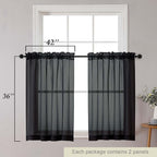 Cafe Curtains 36 Inch Length Tier 2 Pieces, Modern Soft Airy Sheer Kitchen - Image 2