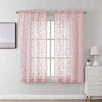 Lecloud Leia Blush Pink Sheer Curtains 45 Inch Length 2 Pcs, Rod Pockets by Lecloud