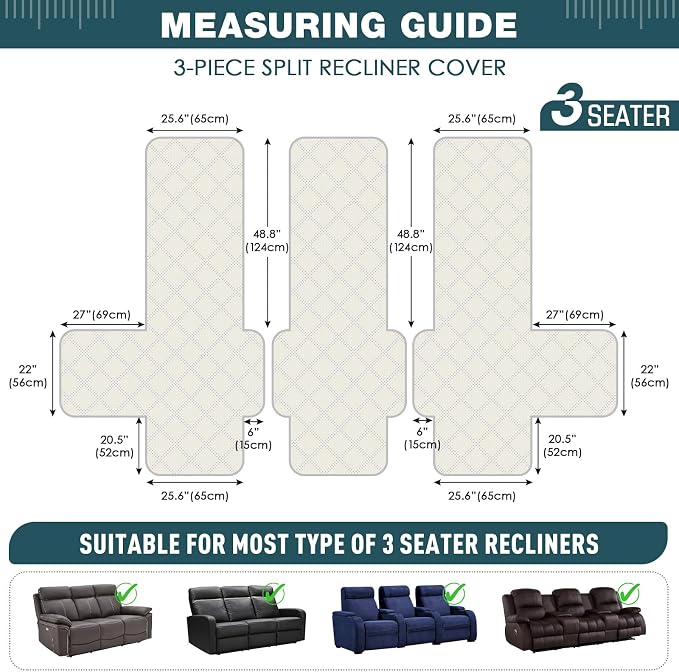 TAOCOCO 100% Waterproof Recliner Sofa Cover, Non Slip Split Couch Covers - Image 2