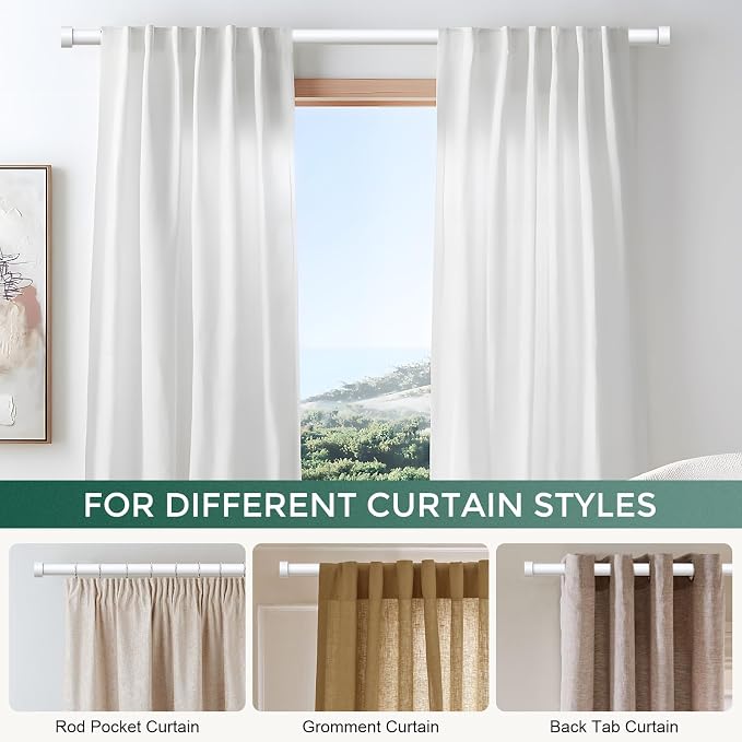 VOIIY White Curtain Rods for Windows 28 to 48 Inch, Size:30''-60'' - Image 6