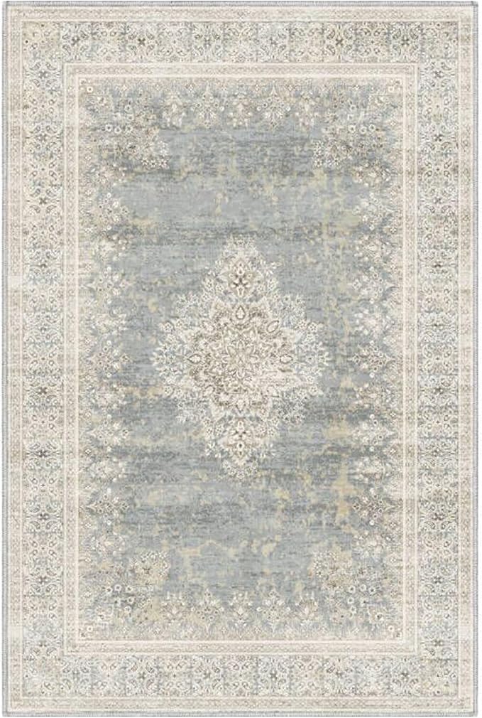 2x3 Entryway Rug Non-Slip Washable Thin Indoor Vintage Rug Low-Pile Floor Carpet - Image 3