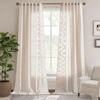 jinchan Belrose Linen Curtains for Bedroom Floral Curtains 108 Inch Length - Image 2