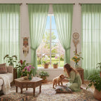 WAZZIO Boho Lace Curtains 84 Inches 2 Panel, Light Filtering Privacy Tassel & - Image 2