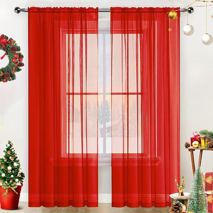 SpaceDresser Basic Rod Pocket Sheer Voile Window Curtain Panels White 1 Pair 2 by SpaceDresser