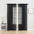 YJ YANJUN Vintage Lace Curtains 108 Inches Long- Victorian Floral Pattern Black by YJYANJUN