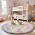 yulidayang Rainbow Fluffy Round Area Rugs by yulidayang