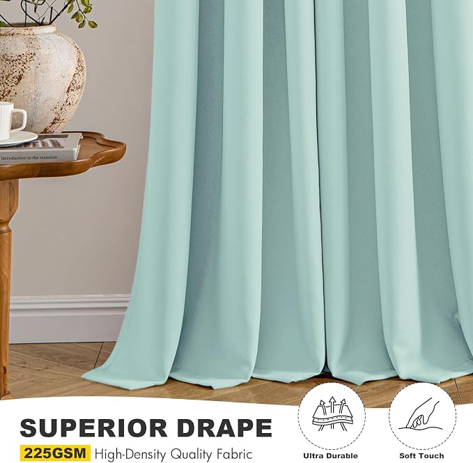 MIULEE Aqua Blackout Curtains for Bedroom Living Room 84 Inches Long 2 Panels - Image 5
