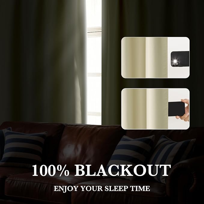 RYB HOME Bedroom Blackout Curtains 84 inches Long, 100% Blackout Thermal - Image 4