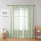 Lecloud Light Green Sheer Curtains 78 Inches Long 2 Panels, Modern Light by Lecloud