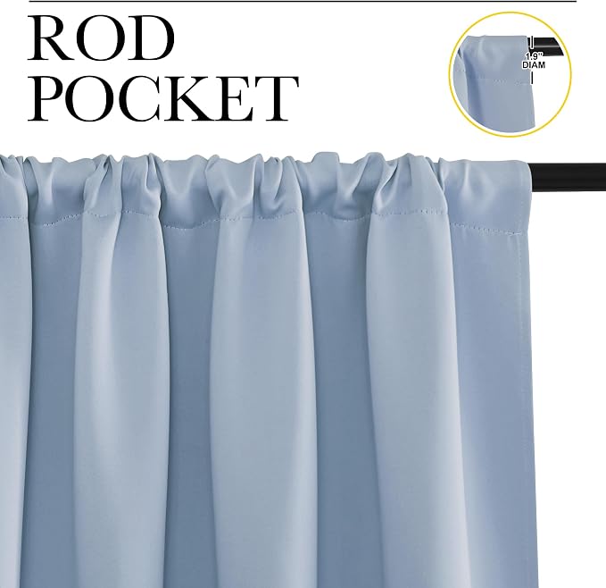 NICETOWN Blackout Curtains for Living Curtains, Vintage Blue, 1 Pair, 34-inch W - Image 2