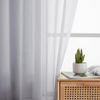 Simplebrand Light Grey Sheer Curtains 63 Inch Length 2 Panels, Rod Pocket Solid - Image 3