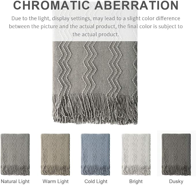 BOURINA Throw Blanket Textured Solid Soft Sofa Throw Couch Cover Knitted - Image 7