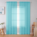 Simplebrand Aqua Sheer Curtains 84 Inches Long, Light Filtering Rod Pocket by Simplebrand