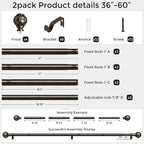 2 Pack Bronze Curtain Rod, Heavy Duty 1 Inch Decorative Curtain Rods - Image 5