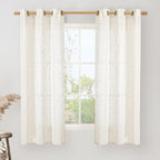 LAMIT Linen Semi Sheer Curtains 63 Inch Length 2 Panels, Light Filtering by LAMIT