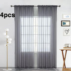 SpaceDresser Grey Sheer Curtains 4 Panels Rod Pocket Semi-Sheer Curtain 96 - Image 2
