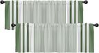 Emvency 2 Pack Valances Window Treatments, Striped Modern Green Farmhouse by Emvency