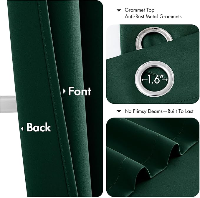 MIULEE Hunter Green Blackout Curtains - Image 4