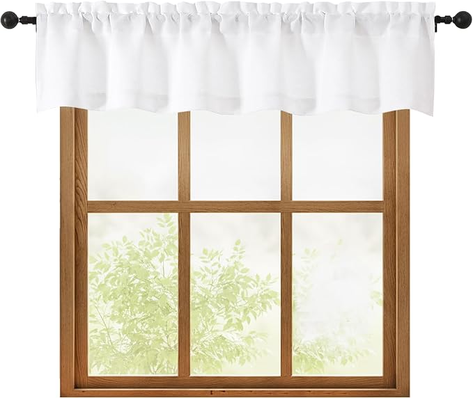 OWENIE White Valances for Windows 1 Pcs, Light Filtering Textured Farmhouse by OWENIE