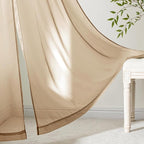 MIULEE Brown Sheer Curtains 108 Inches Long, 4 Panels Set, Rod Pocket Voile - Image 6
