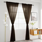 youleyar Solid Sheer Rod Pocket Curtain Voile Draperies 2 Panels White Beige - Image 2