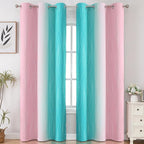Estelar Textiler Pink and Teal Ombre Blackout Curtains - Image 2