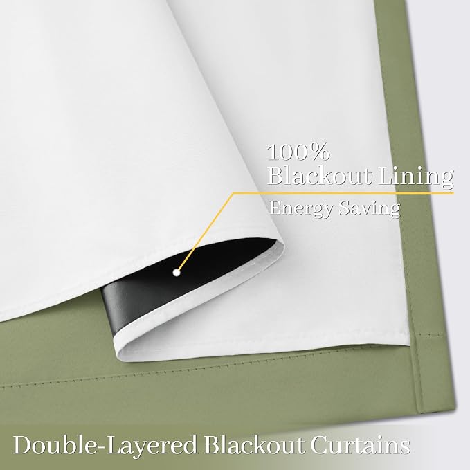 Yakamok 100% Blackout Curtain Panels 72 inches Cold and Light Blocking Drapes - Image 4