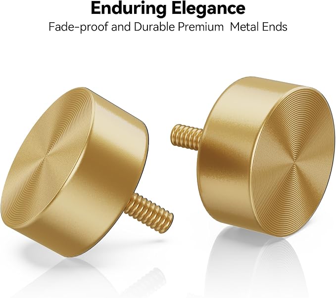 YaFex 2 Pack Heavy Duty Curtain Rods 32-90 Inch, 1 Inch Adjustable Gold Curtain - Image 3