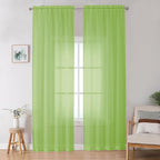 OWENIE Lime Sheer Curtains for Bedroom Living Room 96 Inches Long 2 Panels Set by OWENIE