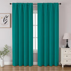 CUCRAF Turquoise Blackout Curtains 96 inch Length 2 Panels Set, Rod Pocket Room by CUCRAF