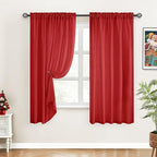 HOMEIDEAS Christmas Non-See-Through Red Privacy Sheer Curtains, 52 X 63 Inches by HOMEIDEAS