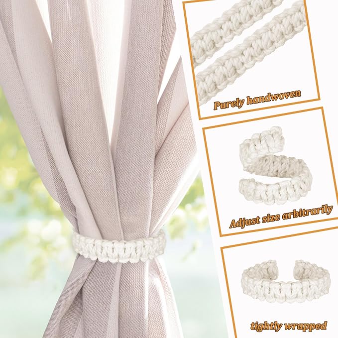 Ptwola 1 Pack Braided Curtain Tiebacks Boho Elegant Rustic Curtain Holdbacks - Image 3