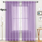 SpaceDresser Lavender Sheer Curtains 4 Panels Rod Pocket Semi-Sheer Curtain 54 - Image 2