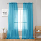 Lecloud Turquoise Sheer Curtains 96 Inches Long 2 Panels, Elegant Gauzy Airy by Lecloud