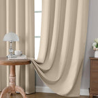 CUCRAF Light Beige Blackout Curtains 84 inch Length 2 Panels Set, Rod Pocket - Image 5