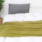 BOURINA Olive Green Throw Blanket 60x80 Inches Throw Textured Solid Soft Sofa - Image 6