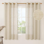 LAMIT Light Filtering 63 inch Length Sheer Curtains, Soft Semi Sheer Linen by LAMIT