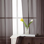 Lecloud Chocolate Sheer Curtains 36 Inch Length 2 Panels, Solid Voile Small - Image 9