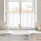 HOMEIDEAS Non-See-Through White Privacy Sheer Kitchen Curtains 30 X 24 Inches by HOMEIDEAS