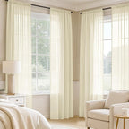 MIULEE Light Cream Sheer Curtains 72 Inches Long, 4 Panels Set, Light Filtering - Image 2