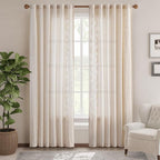 jinchan Belrose Linen Curtains for Bedroom Floral Curtains 84 Inch Length Linen - Image 2
