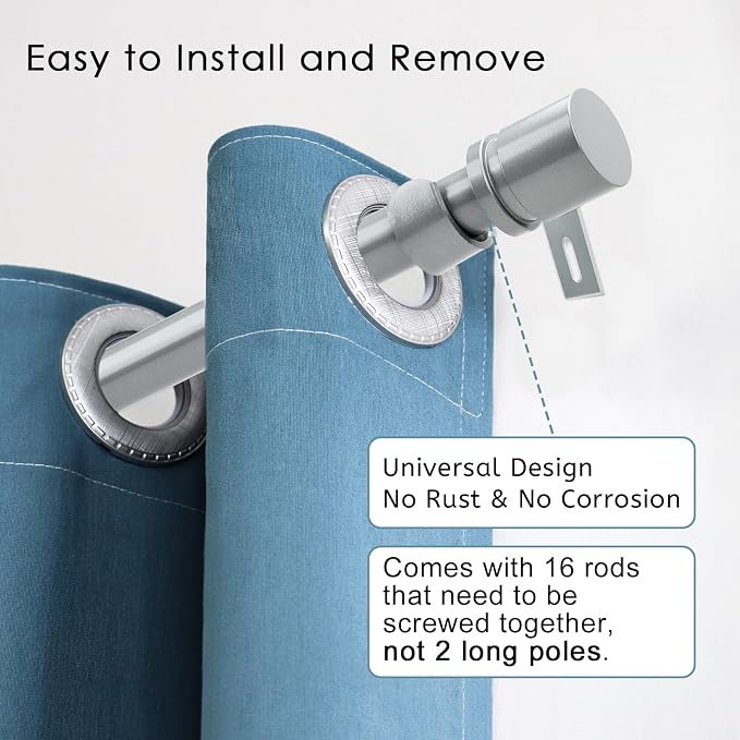 Byondeth Curtain Rods for Windows 16 to 240 Inches Adjustable Length 1 Inch - Image 2