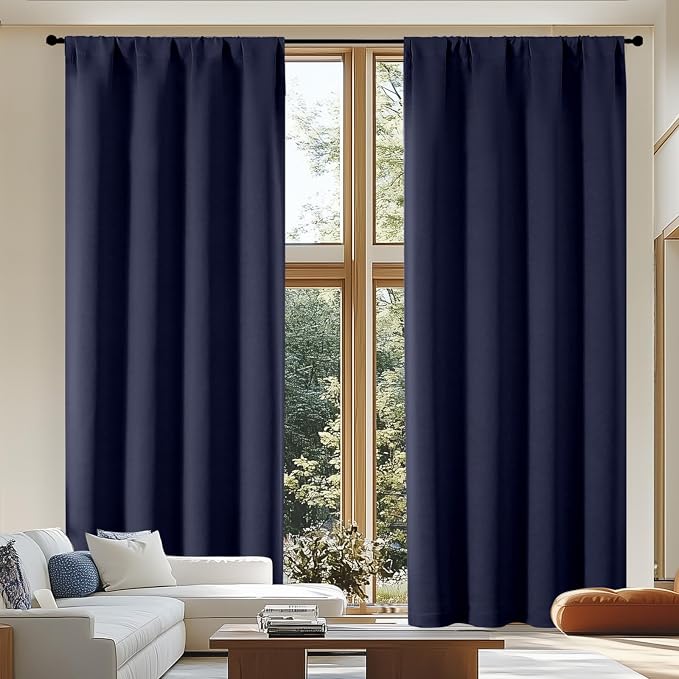 Simplebrand Ava Navy Blue Blackout Curtains by Simplebrand