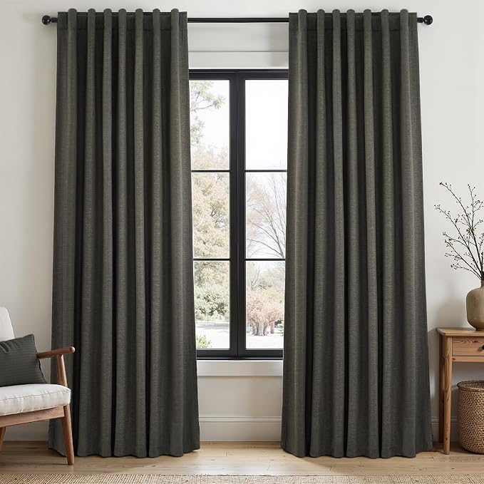 Topfinel Linen Blackout Curtain 90 Inches Long by Topfinel