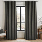 Topfinel 100% Blackout Linen Textured Curtains 84 inches Long Charcoal Gray by Topfinel