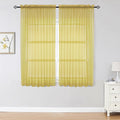 OWENIE Sheer Curtains 63 inch Length 2 Panels Set, Ivory Sheer Cutains Short by OWENIE