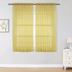 OWENIE Sheer Curtains 63 inch Length 2 Panels Set, Ivory Sheer Cutains Short by OWENIE