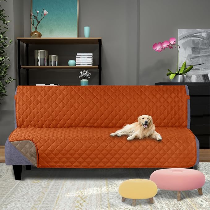 U-NICE HOME Reversible Futon Cover Sofa Slipcover Armless Furniture Protector - Image 2