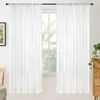BGment 72 Inch Length White Linen Curtains by BGment