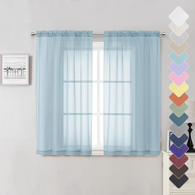 Lecloud Sky Blue Sheer Curtains by Lecloud